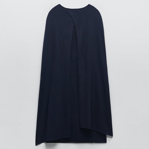 NWT KNIT CAPE NAVY BLUE DRESS - Picture 6 of 7